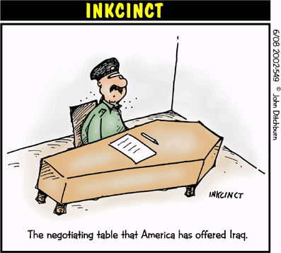 Iraq negotiating Table  a coffin